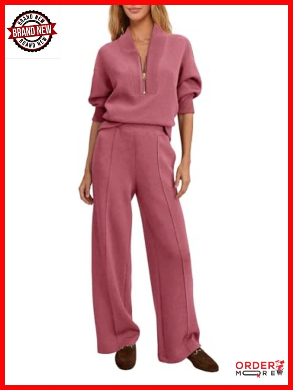 Womens 2 Piece Sweatsuit Airport Travel Outfit Half Zip Pullover Wide Leg Pants